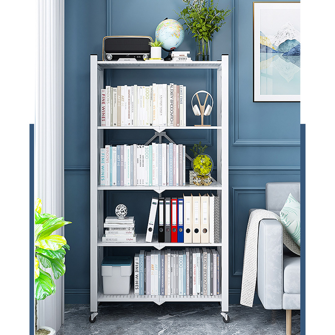 Soga 2X 5 Tier Steel White Foldable Display Stand Multi-Functional Shelves Portable Storage Organizer With Wheels, Garden, Tools &Amp; Hardware, Garage Storage &Amp; Organisation, Utility Shelves, , ,  - Nz Depot 7