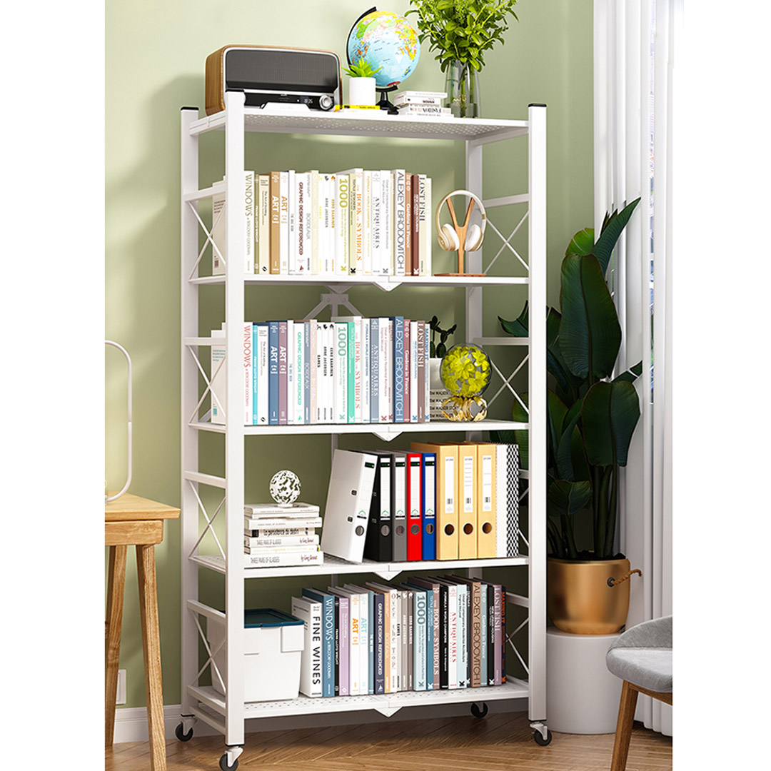 Soga 2X 5 Tier Steel White Foldable Display Stand Multi-Functional Shelves Portable Storage Organizer With Wheels, Garden, Tools &Amp; Hardware, Garage Storage &Amp; Organisation, Utility Shelves, , ,  - Nz Depot 9