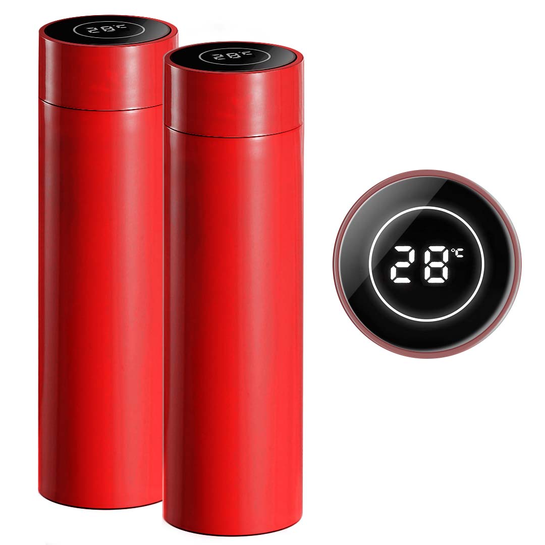 Soga 2X 500Ml Stainless Steel Smart Lcd Thermometer Display Bottle Vacuum Flask Thermos Red, Home &Amp; Living, Kitchen &Amp; Dining, Drinkware, Bottles &Amp; Jugs, ,  - Nz Depot 1