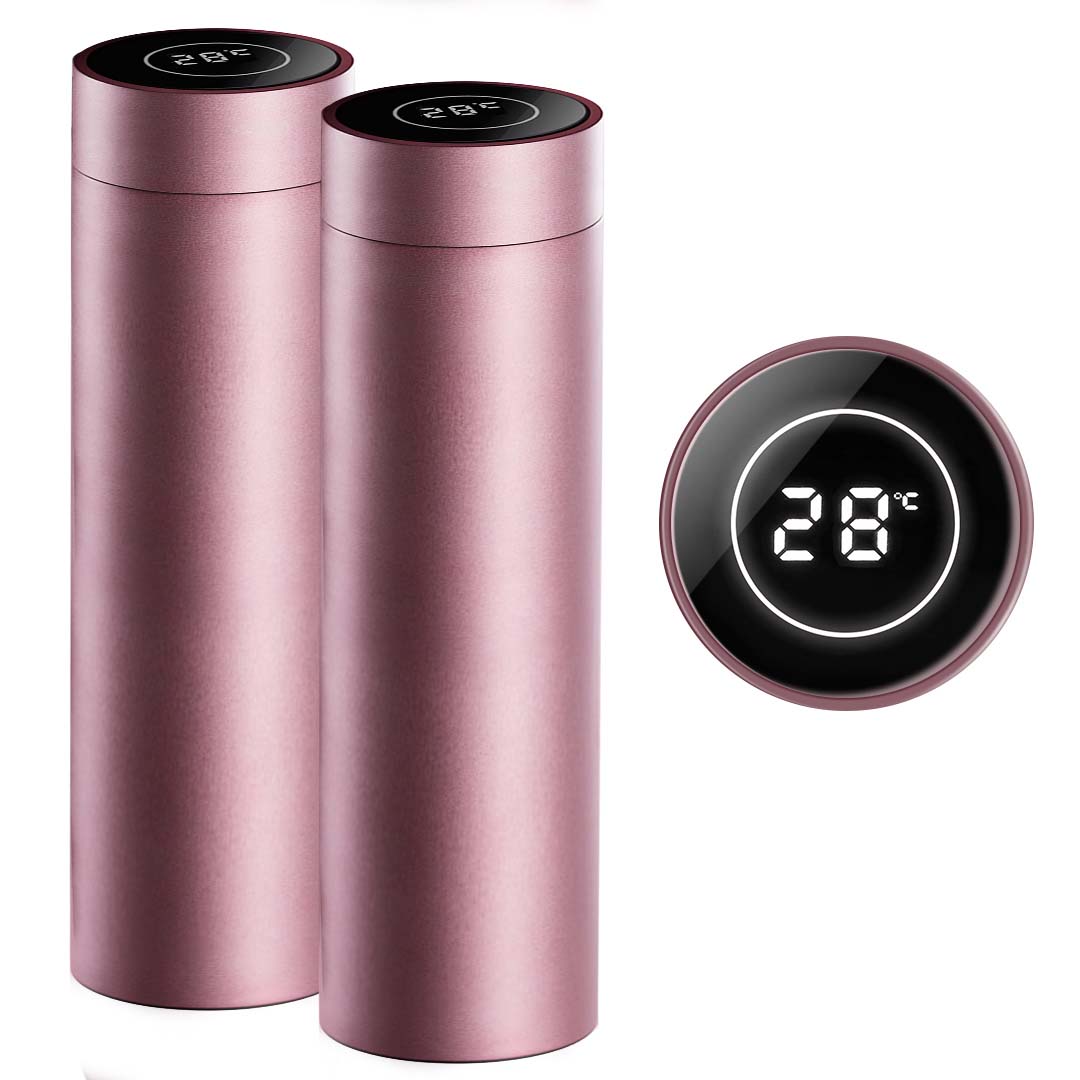 SOGA 2X 500ML Stainless Steel Smart LCD Thermometer Display Bottle Vacuum Flask Thermos Rose Gold, home & living, kitchen & dining, drinkware, bottles & jugs, ,  - NZ DEPOT 1