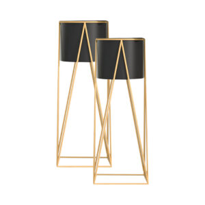 SOGA 2X 50cm Gold Metal Plant Stand with Black Flower Pot Holder Corner Shelving Rack Indoor Display, Home & Living, Home Decor, Indoor Pots, Planters and Plant Stands, , ,  - NZ DEPOT 1