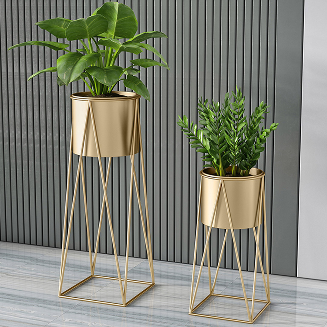 Soga 2X 50Cm Gold Metal Plant Stand With Gold Flower Pot Holder Corner Shelving Rack Indoor Display, Home &Amp; Living, Home Decor, Indoor Pots, Planters And Plant Stands, , ,  - Nz Depot 3