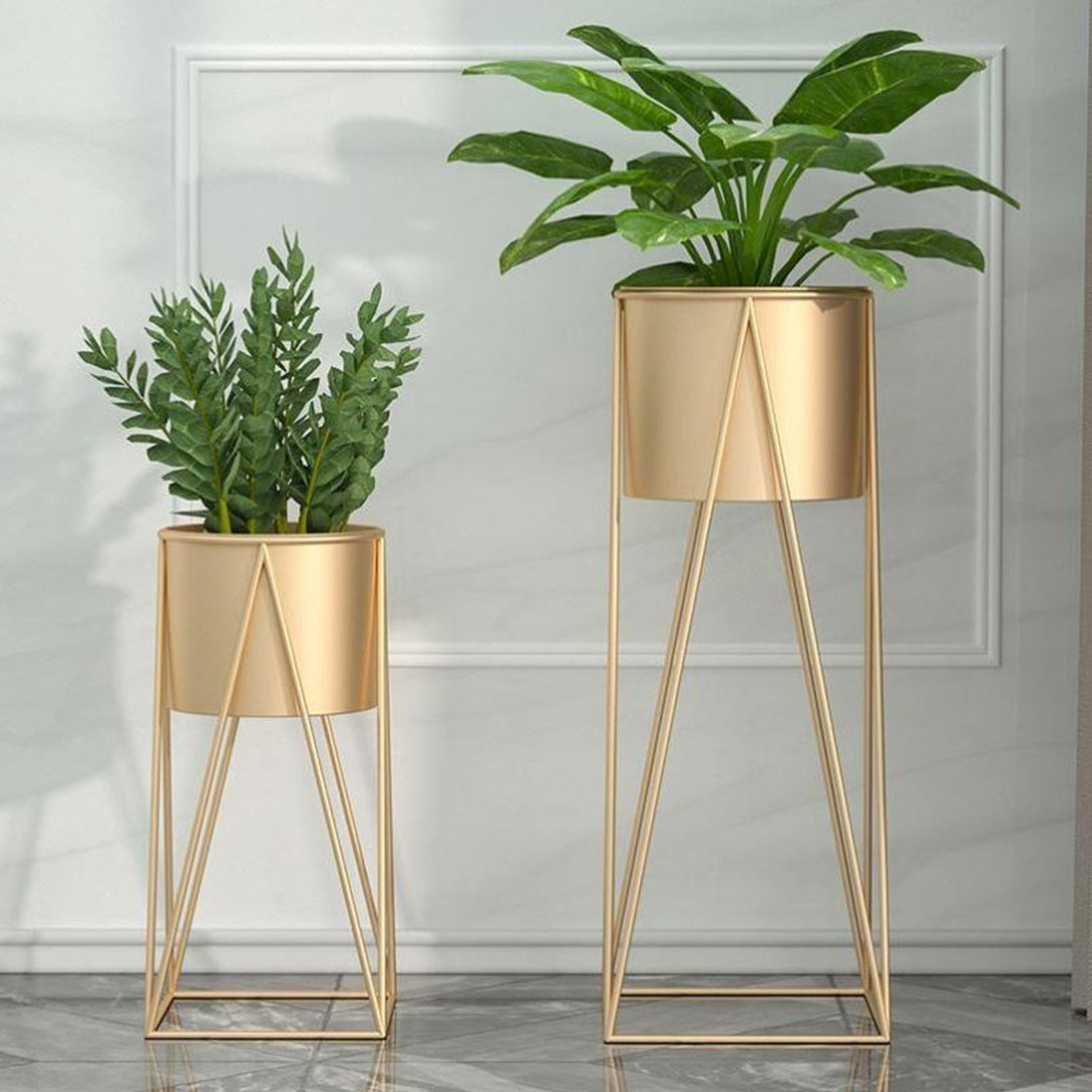 Soga 2X 50Cm Gold Metal Plant Stand With Gold Flower Pot Holder Corner Shelving Rack Indoor Display, Home &Amp; Living, Home Decor, Indoor Pots, Planters And Plant Stands, , ,  - Nz Depot 4