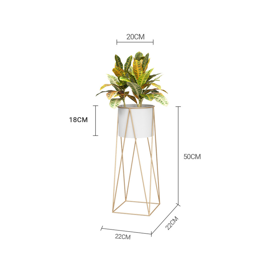 Soga 2X 50Cm Gold Metal Plant Stand With White Flower Pot Holder Corner Shelving Rack Indoor Display, Home &Amp; Living, Home Decor, Indoor Pots, Planters And Plant Stands, , ,  - Nz Depot 2