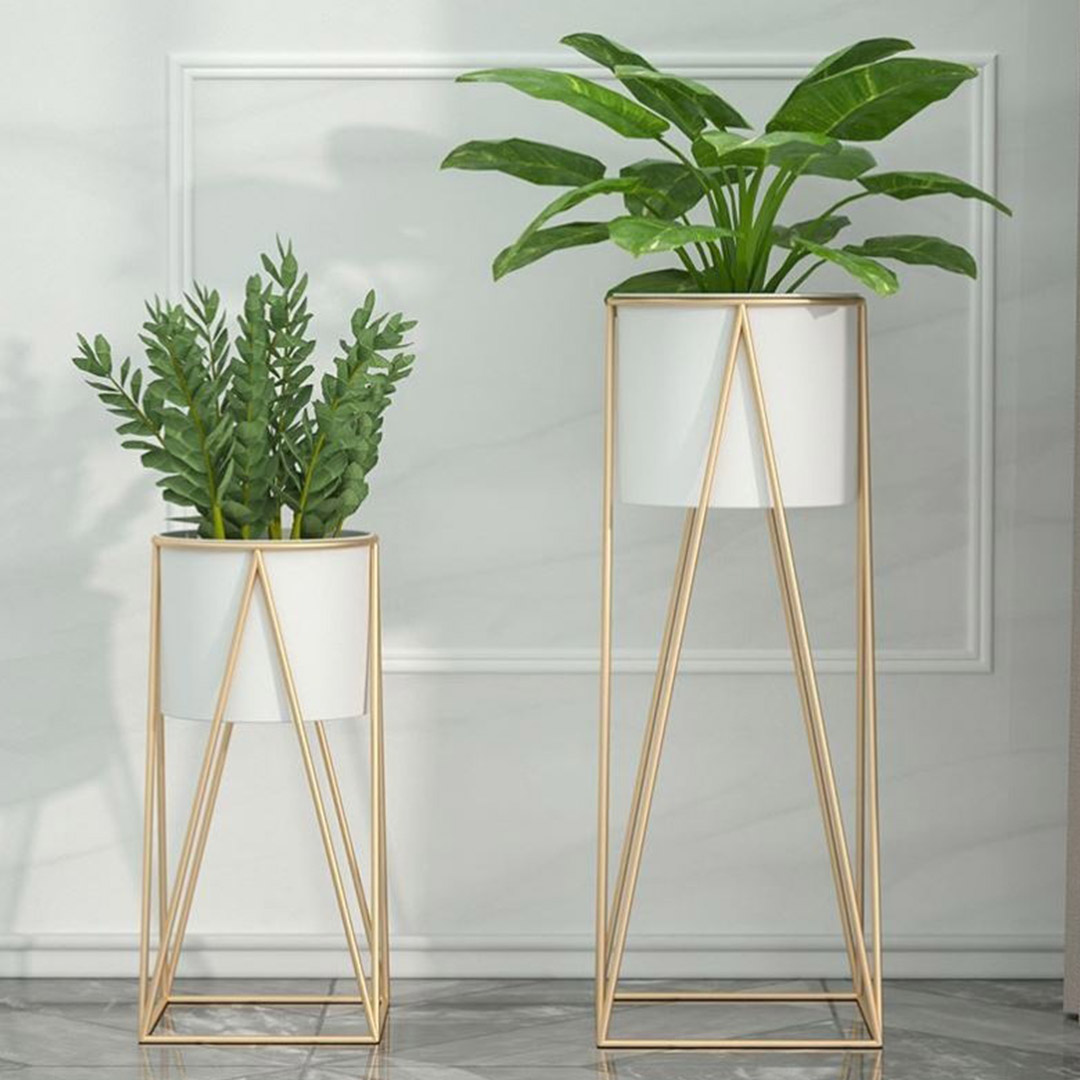 Soga 2X 50Cm Gold Metal Plant Stand With White Flower Pot Holder Corner Shelving Rack Indoor Display, Home &Amp; Living, Home Decor, Indoor Pots, Planters And Plant Stands, , ,  - Nz Depot 4