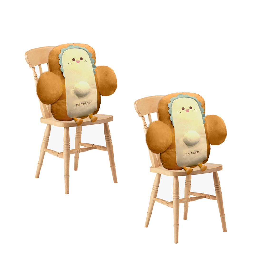 Soga 2X 58Cm Cute Face Toast Bread Cushion Stuffed Car Seat Plush Cartoon Back Support Pillow Home Decor, Furniture, Living Room Furniture, Occasional Chairs, , ,  - Nz Depot 1