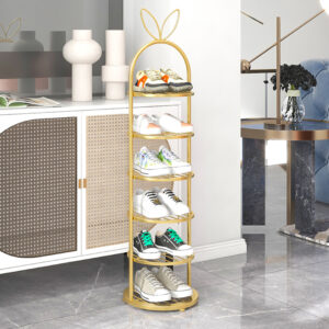 SOGA 2X 6 Tier Bunny Ears Shape Gold Plated Metal Shoe Organizer Space Saving Portable Footwear Storage Shelf, Furniture, Storage & Shelving, Shoe Storage, , ,  - NZ DEPOT 2