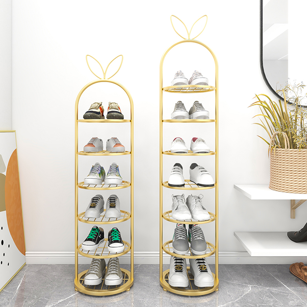 Soga 2X 6 Tier Bunny Ears Shape Gold Plated Metal Shoe Organizer Space Saving Portable Footwear Storage Shelf, Furniture, Storage &Amp; Shelving, Shoe Storage, , ,  - Nz Depot 3