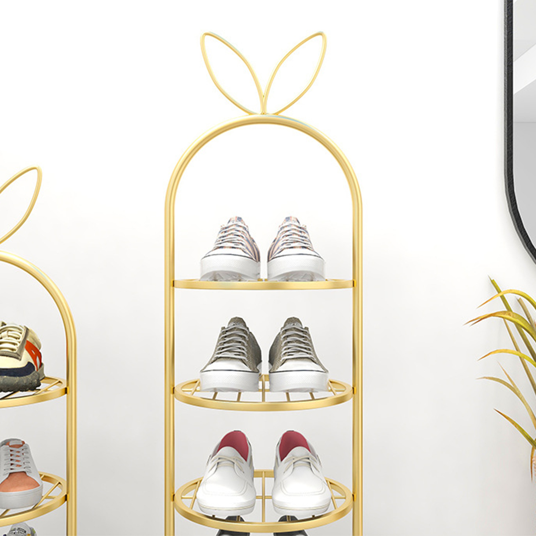 Soga 2X 6 Tier Bunny Ears Shape Gold Plated Metal Shoe Organizer Space Saving Portable Footwear Storage Shelf, Furniture, Storage &Amp; Shelving, Shoe Storage, , ,  - Nz Depot 5