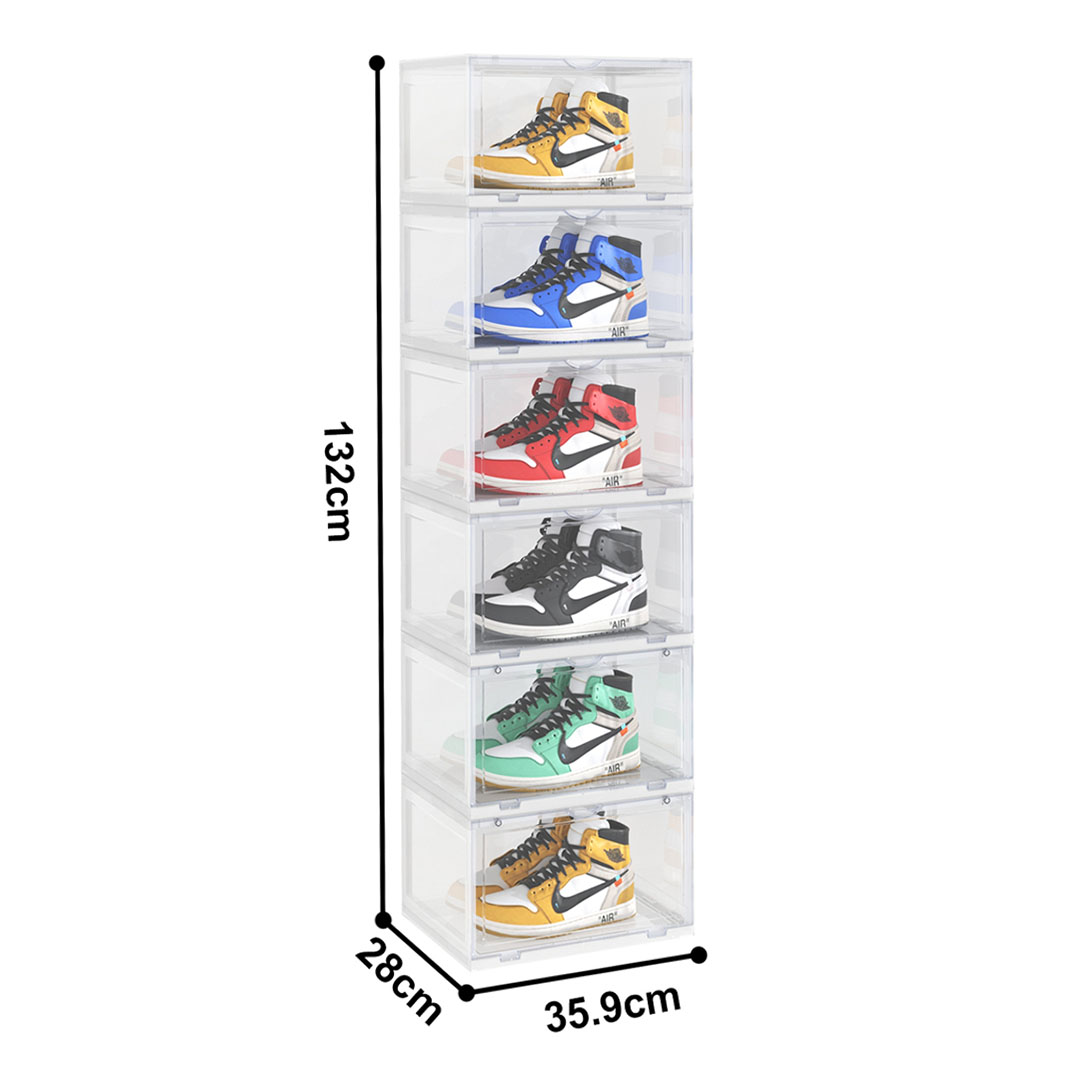 Soga 2X 6 Tier Transparent Portable Shoe Organiser Sneaker Footwear Folding Plastic Bin Stackable Storage Box With Magnetic Door, Furniture, Storage &Amp; Shelving, Shoe Storage, , ,  - Nz Depot 4