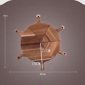 SOGA 2X 6 pcs Brown Round Divisible Wood Pizza Server Food Plate Board Pizza Paddle Cutting Board Home Decor, Kitchenware, Table Top, Servingware, Servingware Platter, ,  - NZ DEPOT 2