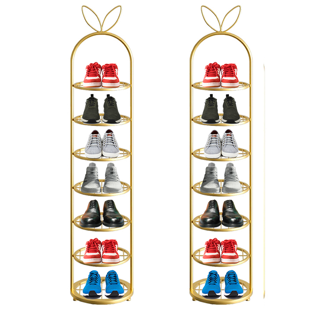 SOGA 2X 7 Tier Bunny Ears Shape Gold Plated Metal Shoe Organizer Space Saving Portable Footwear Storage Shelf, Furniture, Storage & Shelving, Shoe Storage, , ,  - NZ DEPOT 1