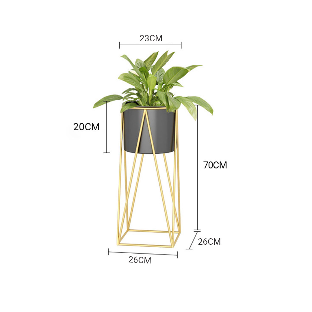 SOGA 2X 70cm Gold Metal Plant Stand with Black Flower Pot Holder Corner Shelving Rack Indoor Display, Home & Living, Home Decor, Indoor Pots, Planters and Plant Stands, , ,  - NZ DEPOT 2