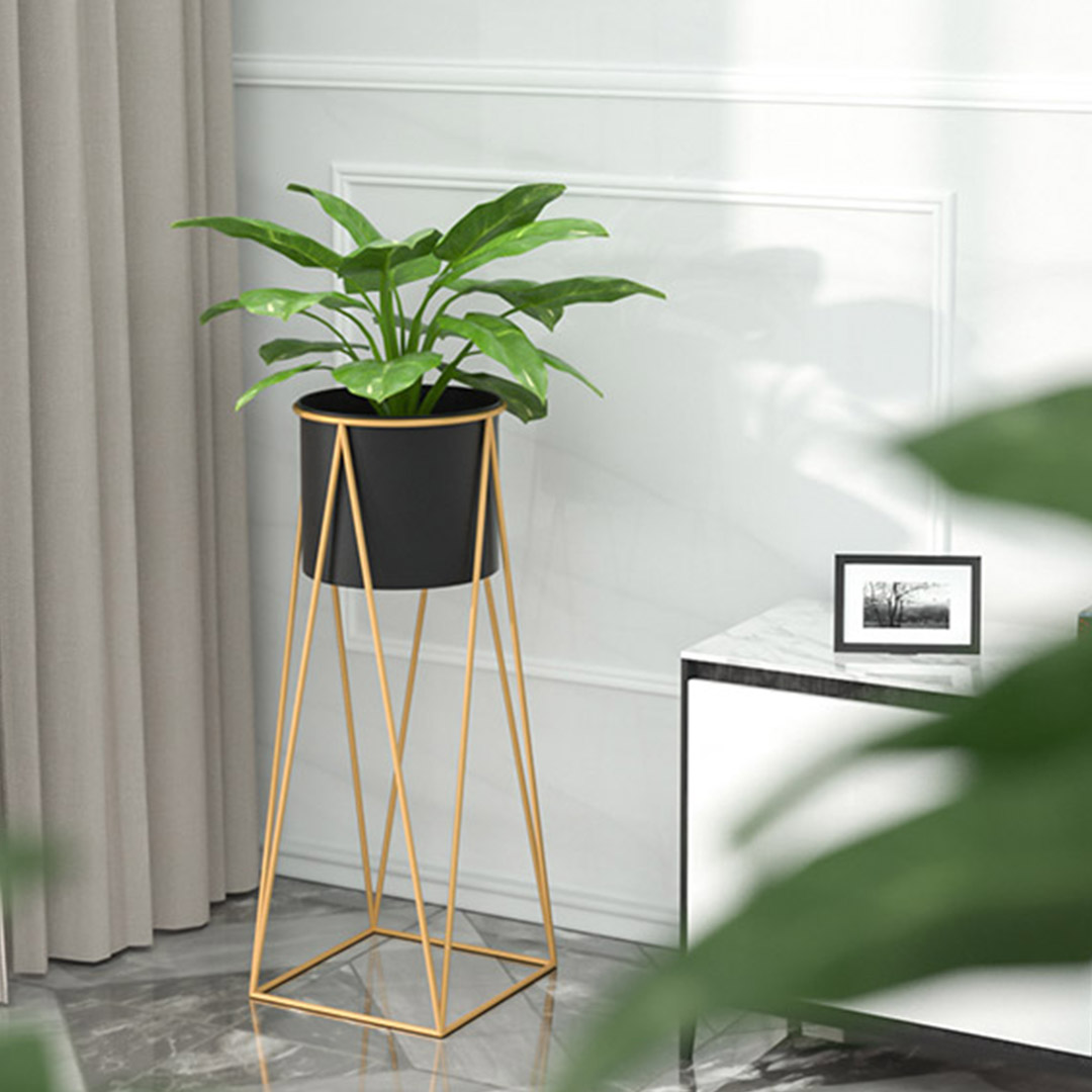 SOGA 2X 70cm Gold Metal Plant Stand with Black Flower Pot Holder Corner Shelving Rack Indoor Display, Home & Living, Home Decor, Indoor Pots, Planters and Plant Stands, , ,  - NZ DEPOT 4