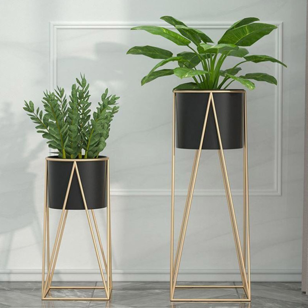 SOGA 2X 70cm Gold Metal Plant Stand with Black Flower Pot Holder Corner Shelving Rack Indoor Display, Home & Living, Home Decor, Indoor Pots, Planters and Plant Stands, , ,  - NZ DEPOT 5