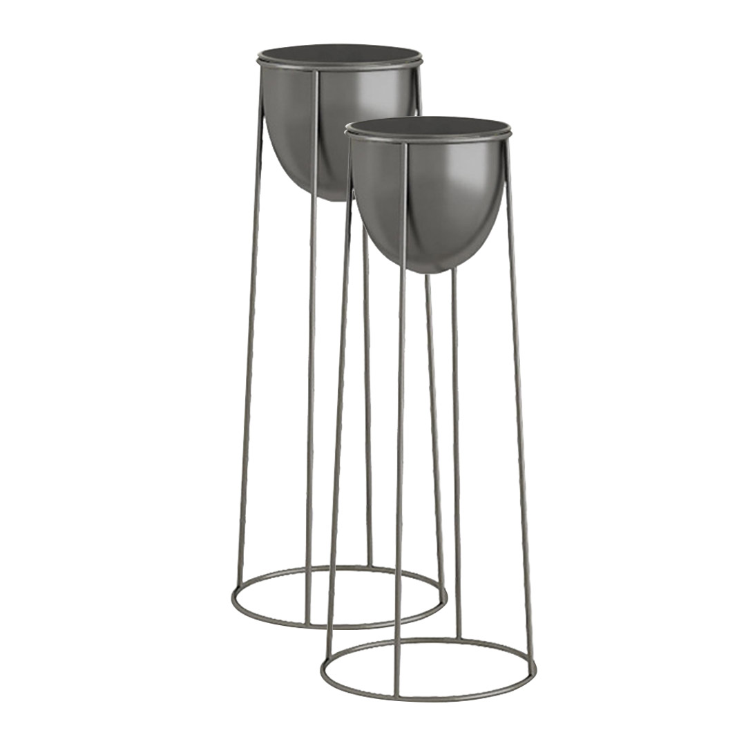 Soga 2X 70Cm Round Wire Metal Flower Pot Stand With Black Flowerpot Holder Rack Display, Home &Amp; Living, Home Decor, Indoor Pots, Planters And Plant Stands, , ,  - Nz Depot 1