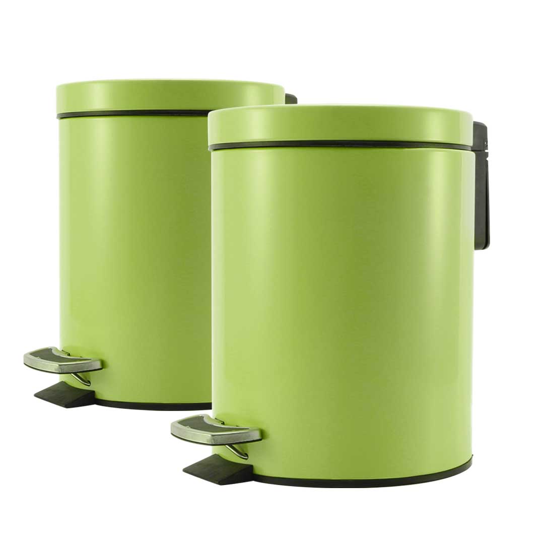 Soga 2X 7L Foot Pedal Stainless Steel Rubbish Recycling Garbage Waste Trash Bin Round Green, Home &Amp; Living, Kitchen &Amp; Dining, Kitchen Storage, Kitchen Bins, ,  - Nz Depot 1