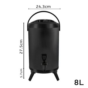 SOGA 2X 8L Stainless Steel Insulated Milk Tea Barrel Hot and Cold Beverage Dispenser Container with Faucet Black, Home & Living, Kitchen & Dining, Barware, Spirit Dispensers, ,  - NZ DEPOT 2