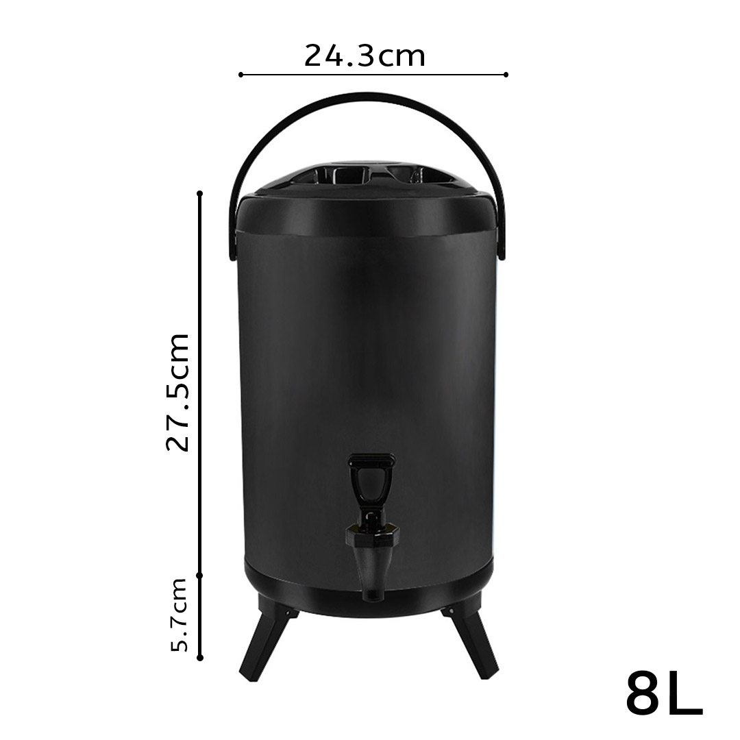 Soga 2X 8L Stainless Steel Insulated Milk Tea Barrel Hot And Cold Beverage Dispenser Container With Faucet Black, Home &Amp; Living, Kitchen &Amp; Dining, Barware, Spirit Dispensers, ,  - Nz Depot 2