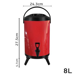 SOGA 2X 8L Stainless Steel Insulated Milk Tea Barrel Hot and Cold Beverage Dispenser Container with Faucet Red, Home & Living, Kitchen & Dining, Barware, Spirit Dispensers, ,  - NZ DEPOT 2