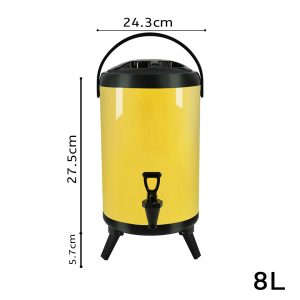 SOGA 2X 8L Stainless Steel Insulated Milk Tea Barrel Hot and Cold Beverage Dispenser Container with Faucet Yellow, Home & Living, Kitchen & Dining, Barware, Spirit Dispensers, ,  - NZ DEPOT 2