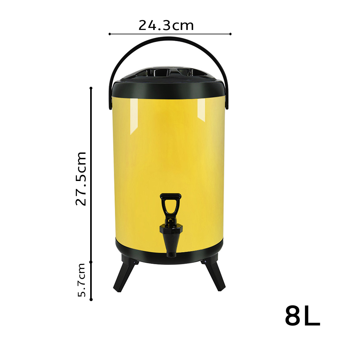 Soga 2X 8L Stainless Steel Insulated Milk Tea Barrel Hot And Cold Beverage Dispenser Container With Faucet Yellow, Home &Amp; Living, Kitchen &Amp; Dining, Barware, Spirit Dispensers, ,  - Nz Depot 2