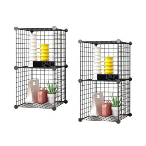 SOGA 2X Black Portable 2 Tier Cube Storage Organiser Foldable DIY Modular Grid Space Saving Shelf, Furniture, Storage & Shelving, Home Storage, , ,  - NZ DEPOT 1