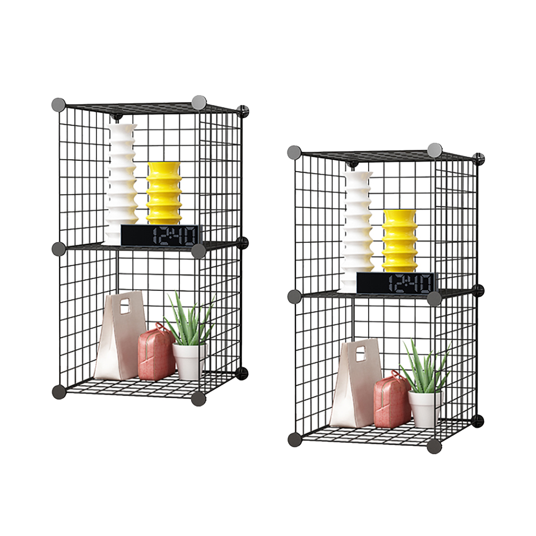 Soga 2X Black Portable 2 Tier Cube Storage Organiser Foldable Diy Modular Grid Space Saving Shelf, Furniture, Storage &Amp; Shelving, Home Storage, , ,  - Nz Depot 1