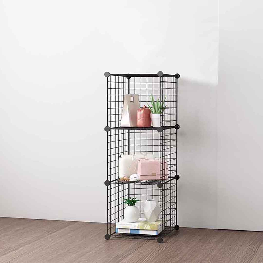 Soga 2X Black Portable 3 Tier Cube Storage Organiser Foldable Diy Modular Grid Space Saving Shelf, Furniture, Storage &Amp; Shelving, Home Storage, , ,  - Nz Depot 2