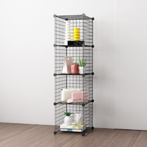 SOGA 2X Black Portable 4 Tier Cube Storage Organiser Foldable DIY Modular Grid Space Saving Shelf, Furniture, Storage & Shelving, Home Storage, , ,  - NZ DEPOT 2