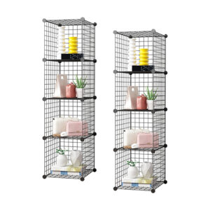 SOGA 2X Black Portable 4 Tier Cube Storage Organiser Foldable DIY Modular Grid Space Saving Shelf, Furniture, Storage & Shelving, Home Storage, , ,  - NZ DEPOT 1