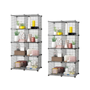 SOGA 2X Black Portable 8-Cube Storage Organiser Foldable DIY Modular Grid Space Saving Shelf, Furniture, Storage & Shelving, Home Storage, , ,  - NZ DEPOT 1