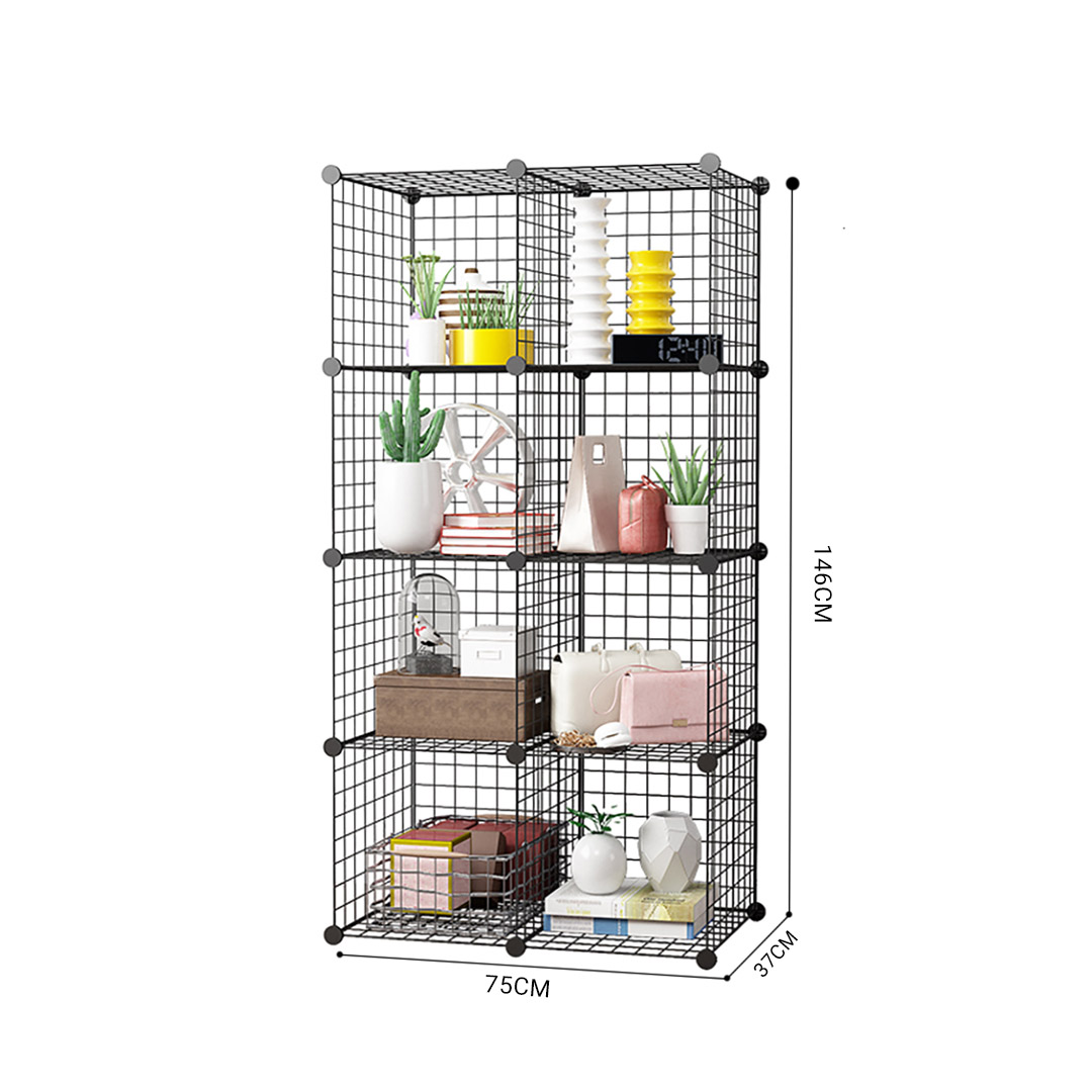 SOGA 2X Black Portable 8-Cube Storage Organiser Foldable DIY Modular Grid Space Saving Shelf, Furniture, Storage & Shelving, Home Storage, , ,  - NZ DEPOT 6