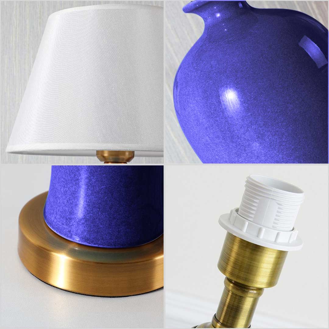 Soga 2X Blue Ceramic Oval Table Lamp With Gold Metal Base, Home &Amp; Living, Lighting, Indoor Lights, Lamps, Table Lamps,  - Nz Depot 3