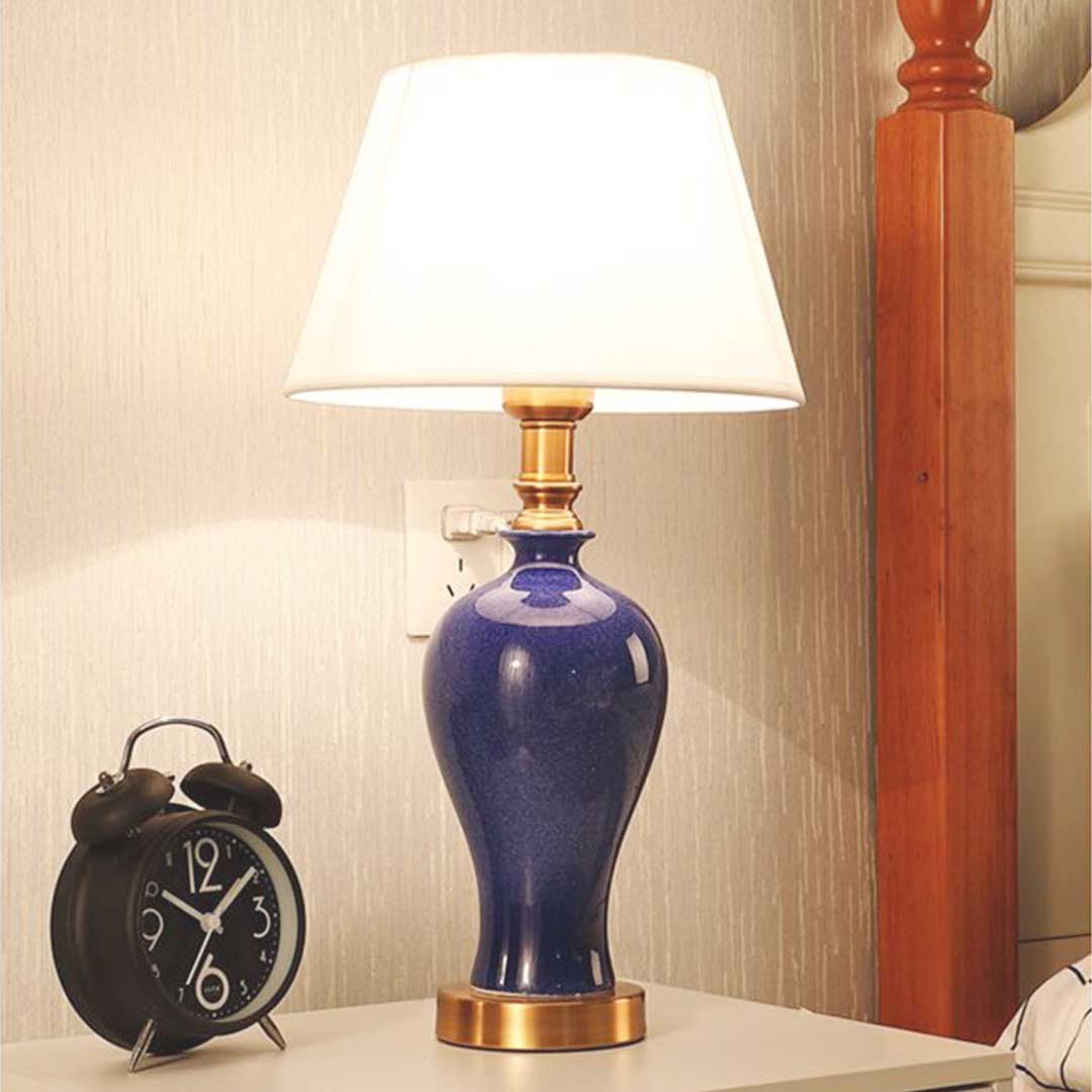 Soga 2X Blue Ceramic Oval Table Lamp With Gold Metal Base, Home &Amp; Living, Lighting, Indoor Lights, Lamps, Table Lamps,  - Nz Depot 4