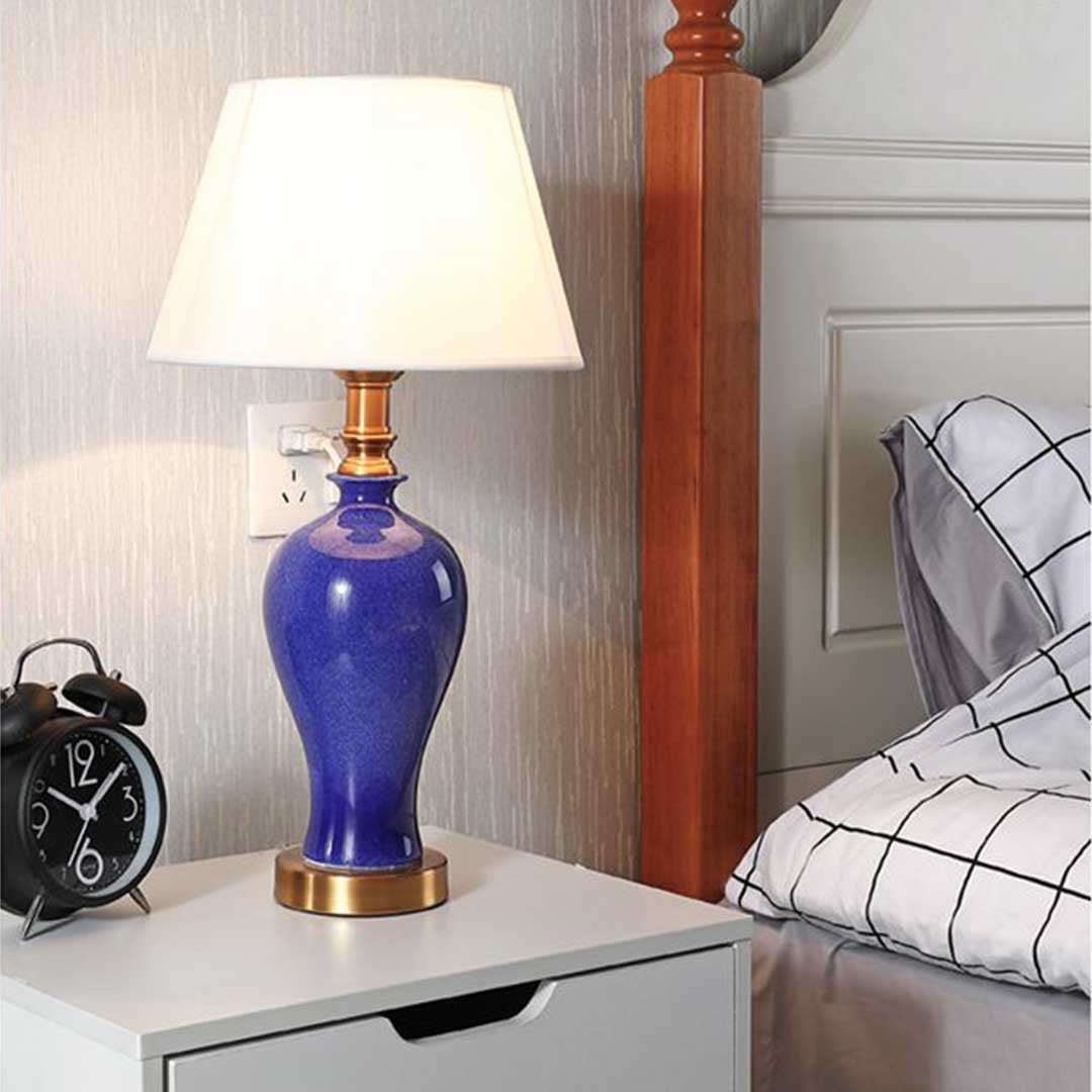 Soga 2X Blue Ceramic Oval Table Lamp With Gold Metal Base, Home &Amp; Living, Lighting, Indoor Lights, Lamps, Table Lamps,  - Nz Depot 5