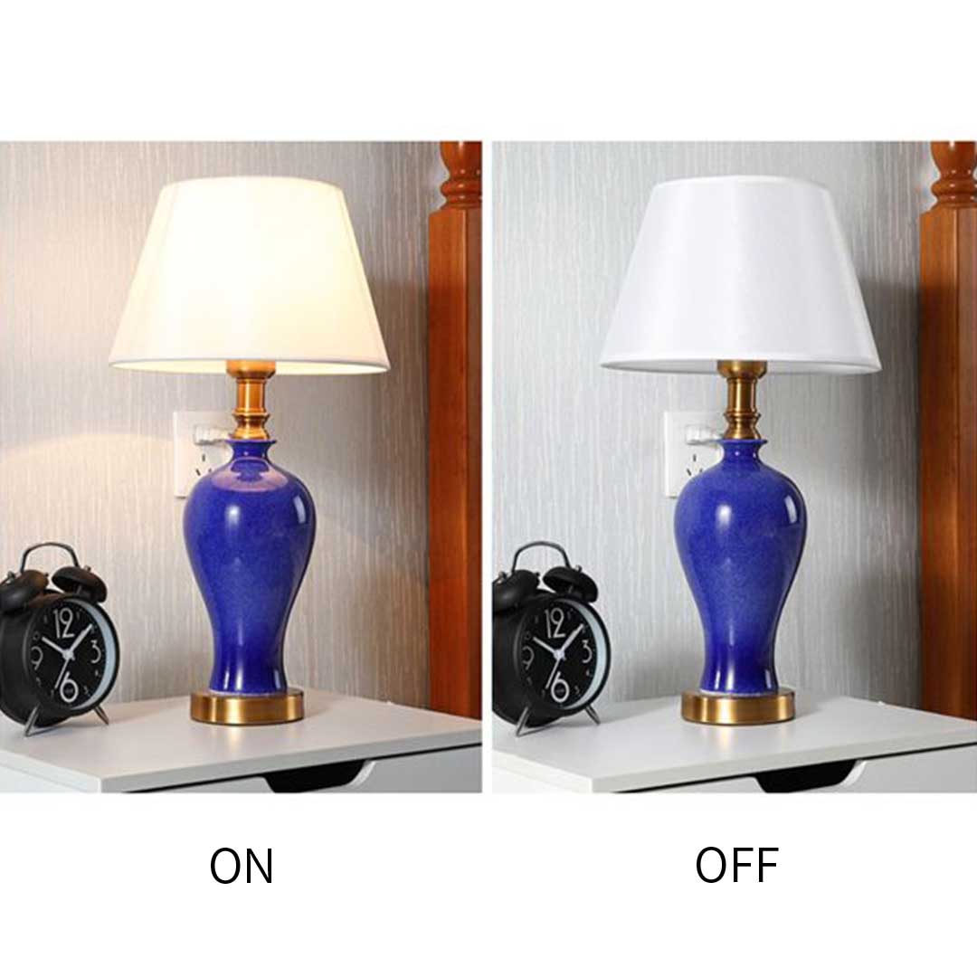 Soga 2X Blue Ceramic Oval Table Lamp With Gold Metal Base, Home &Amp; Living, Lighting, Indoor Lights, Lamps, Table Lamps,  - Nz Depot 6