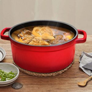 SOGA 2X Cast Iron 22cm Enamel Porcelain Stewpot Casserole Stew Cooking Pot With Lid Red, Home & Living, Kitchen & Dining, Cookware, Casserole Dishes, ,  - NZ DEPOT 2