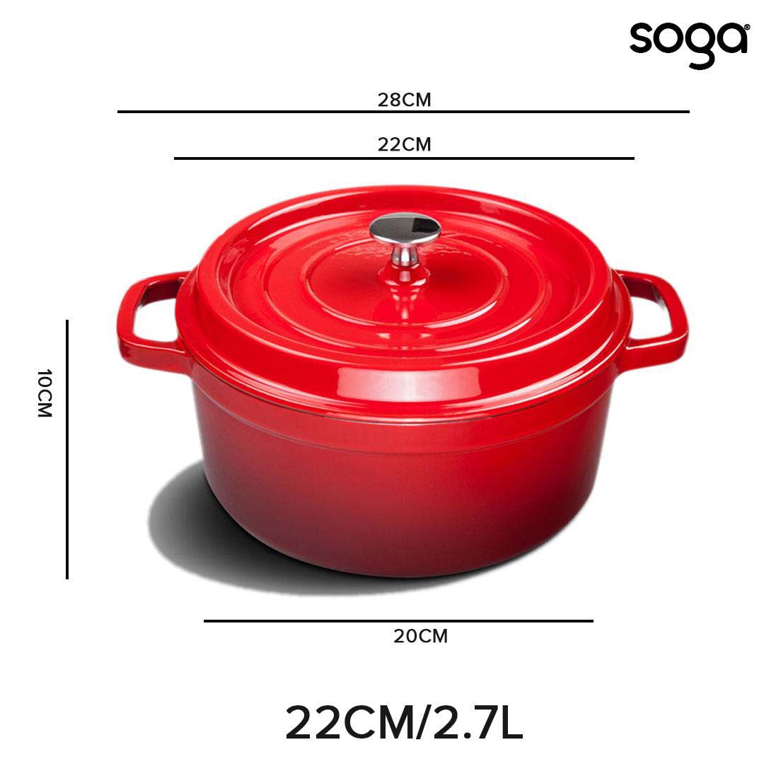 SOGA 2X Cast Iron 24cm Enamel Porcelain Stewpot Casserole Stew Cooking Pot With Lid Orange, Home & Living, Kitchen & Dining, Cookware, Casserole Dishes, ,  - NZ DEPOT 5