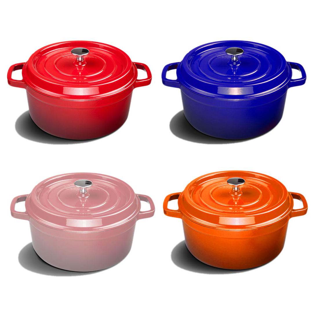 SOGA 2X Cast Iron 24cm Enamel Porcelain Stewpot Casserole Stew Cooking Pot With Lid Orange, Home & Living, Kitchen & Dining, Cookware, Casserole Dishes, ,  - NZ DEPOT 7