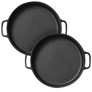 Soga 2X Cast Iron 35Cm Frying Pan Skillet Coating Steak Sizzle Platter Nz Depot - Nz Depot