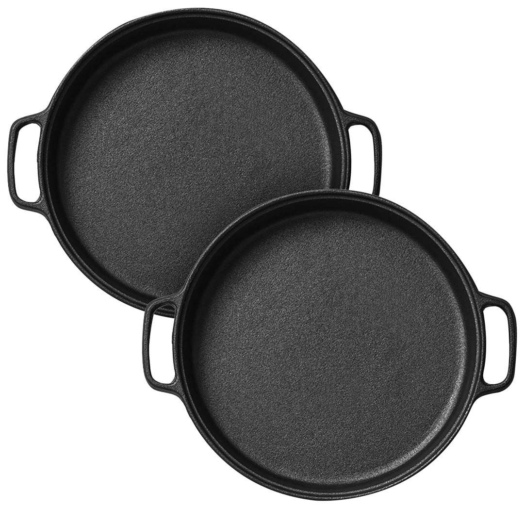 Soga 2X Cast Iron 35Cm Frying Pan Skillet Coating Steak Sizzle Platter, Home &Amp; Living, Kitchen &Amp; Dining, Cookware, Griddles &Amp; Grill Pans, ,  - Nz Depot 1