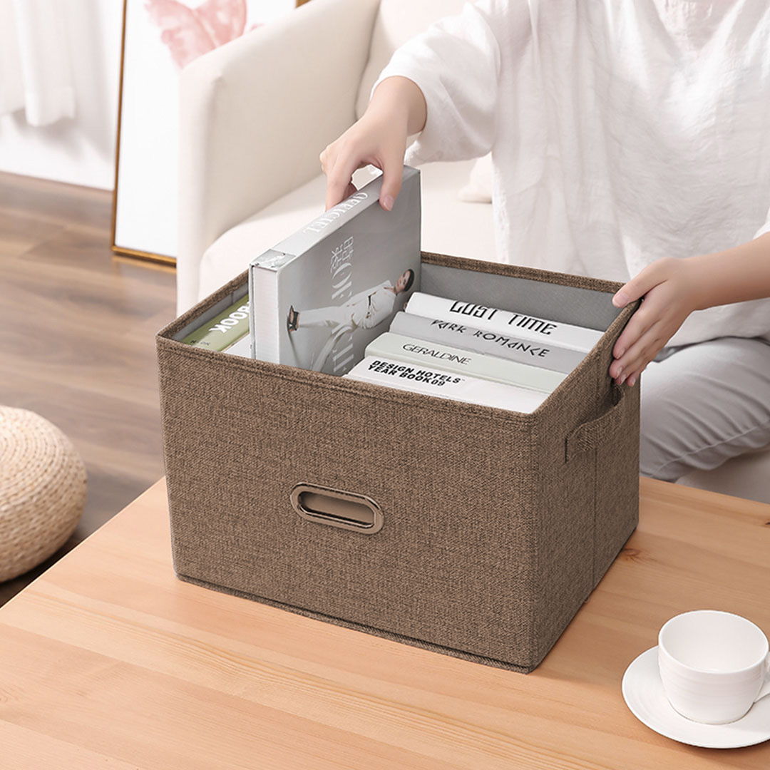 Soga 2X Coffee Medium Foldable Canvas Storage Box Cube Clothes Basket Organiser Home Decorative Box, Furniture, Storage &Amp; Shelving, Home Storage, , ,  - Nz Depot 3