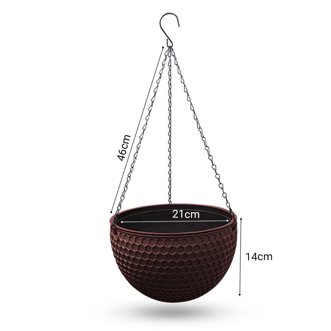 SOGA 2X Coffee Medium Hanging Resin Flower Pot Self Watering Basket Planter Outdoor Garden Decor, Home & Living, Home Decor, Indoor Pots, Planters and Plant Stands, , ,  - NZ DEPOT 6