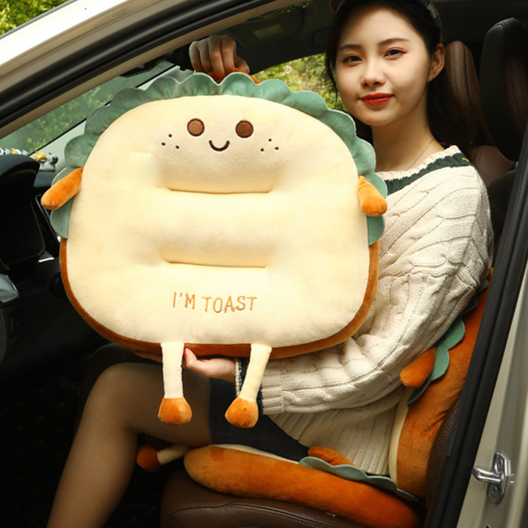 SOGA 2X Cute Face Toast Bread Cushion Stuffed Car Seat Plush Cartoon Back Support Pillow Home Decor, Furniture, Living Room Furniture, Occasional Chairs, ,  - NZ DEPOT 3