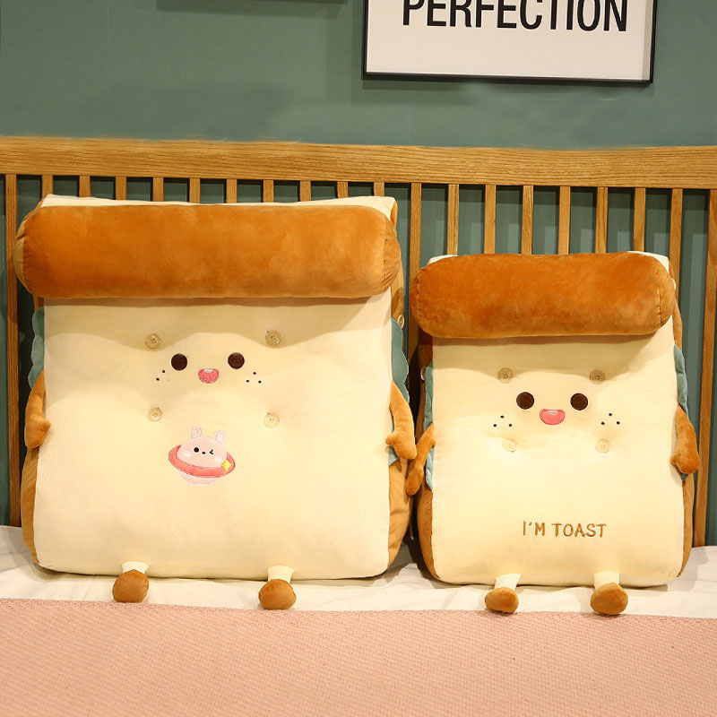 Soga 2X Cute Face Toast Bread Wedge Cushion Stuffed Plush Cartoon Back Support Pillow Home Decor, Furniture, Living Room Furniture, Occasional Chairs, , ,  - Nz Depot 2