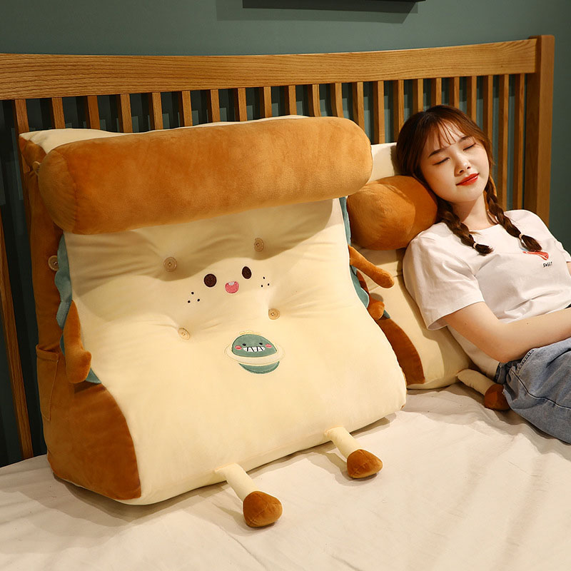 Soga 2X Cute Face Toast Bread Wedge Cushion Stuffed Plush Cartoon Back Support Pillow Home Decor, Furniture, Living Room Furniture, Occasional Chairs, , ,  - Nz Depot 4