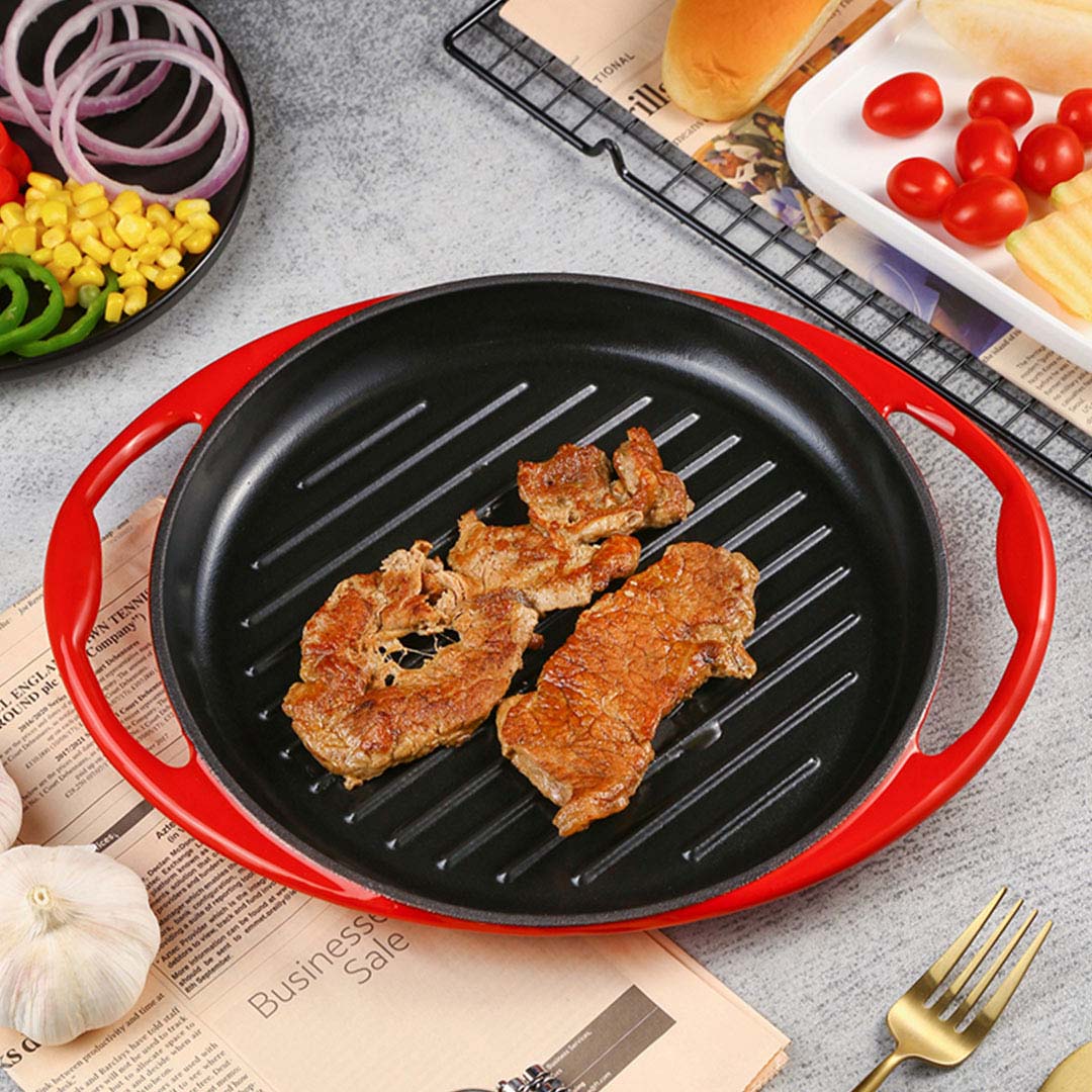 Soga 2X Enamel Porcelain 26Cm Cast Iron Frying Pan Skillet Non-Stick Coating Steak Sizzle Platter, Home &Amp; Living, Kitchen &Amp; Dining, Cookware, Griddles &Amp; Grill Pans, ,  - Nz Depot 8