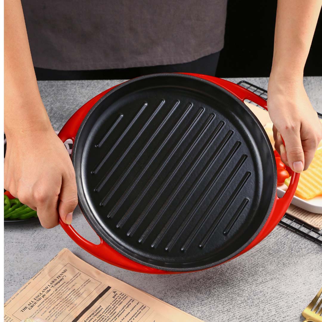 Soga 2X Enamel Porcelain 26Cm Cast Iron Frying Pan Skillet Non-Stick Coating Steak Sizzle Platter, Home &Amp; Living, Kitchen &Amp; Dining, Cookware, Griddles &Amp; Grill Pans, ,  - Nz Depot 9