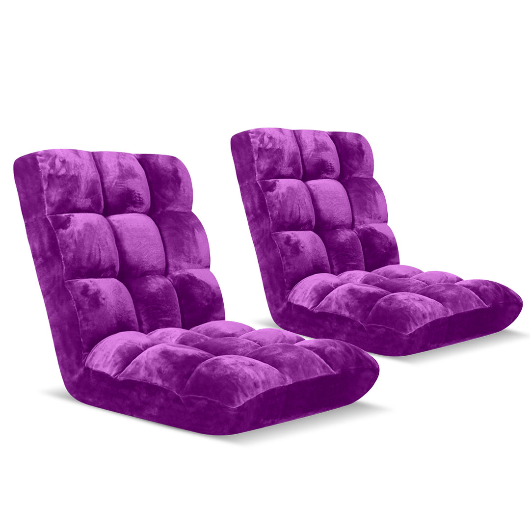 Soga 2X Floor Recliner Folding Lounge Sofa Futon Couch Folding Chair Cushion Purple, Furniture, Living Room Furniture, Occasional Chairs, , ,  - Nz Depot 1